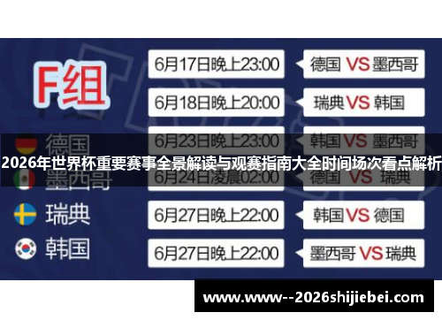 2026年世界杯重要赛事全景解读与观赛指南大全时间场次看点解析
