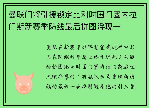 曼联门将引援锁定比利时国门塞内拉门斯新赛季防线最后拼图浮现一